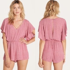 Billabong Pink and white polka dot romper